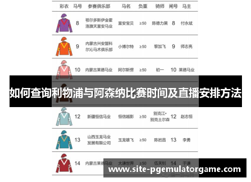 如何查询利物浦与阿森纳比赛时间及直播安排方法