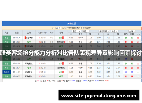联赛客场抢分能力分析对比各队表现差异及影响因素探讨